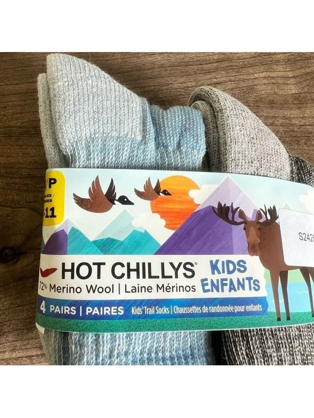 Hot Chillys 72% Merino Wool 4 Pack Youth Trail Sock Size Small 7 – 11